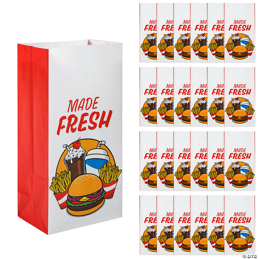 10&quot; Fast Food Party Made Fresh Paper Treat Bags - 12 Pc. Image