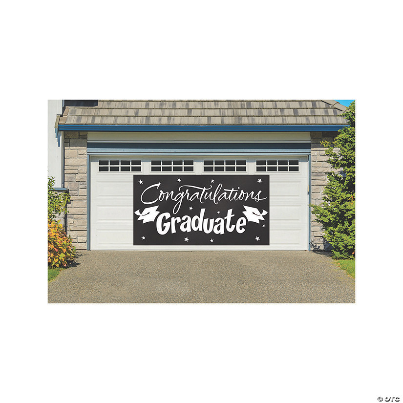 10 Ft. x 5 Ft. Congratulations Graduate Black Plastic Garage Door Banner Image