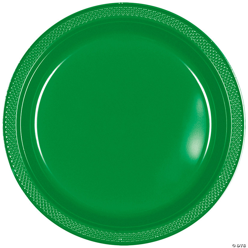 10" Green Round Disposable Plastic Dinner Plates - 20 Ct. Image