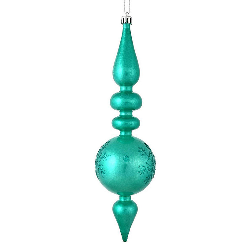 10 in. Teal Candy Glitter Snowflake Finial Ornament  4 per Bag Image