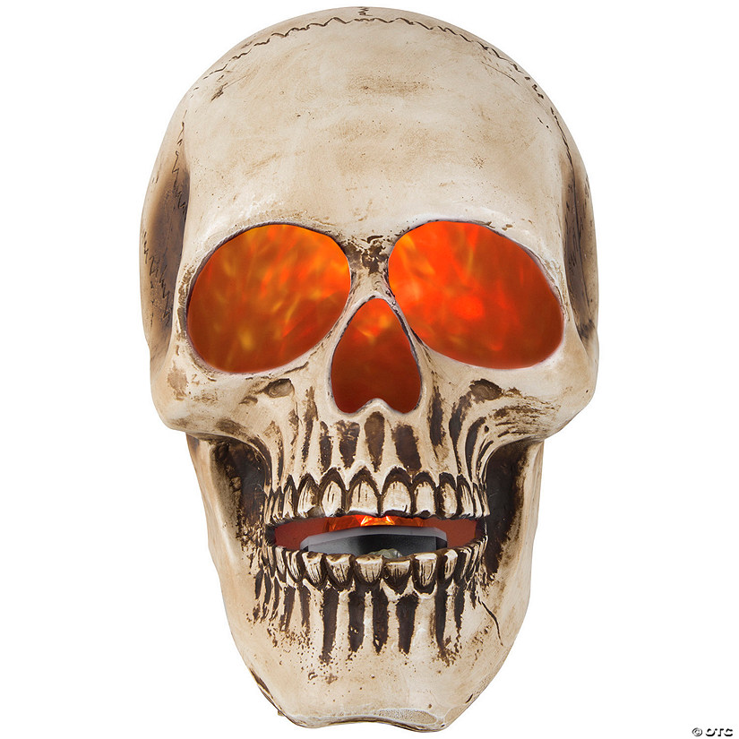 10" Lightshow<sup>&#174;</sup>Fire & Ice&#8482; Flaming Skull Projection Light Halloween Decoration Image