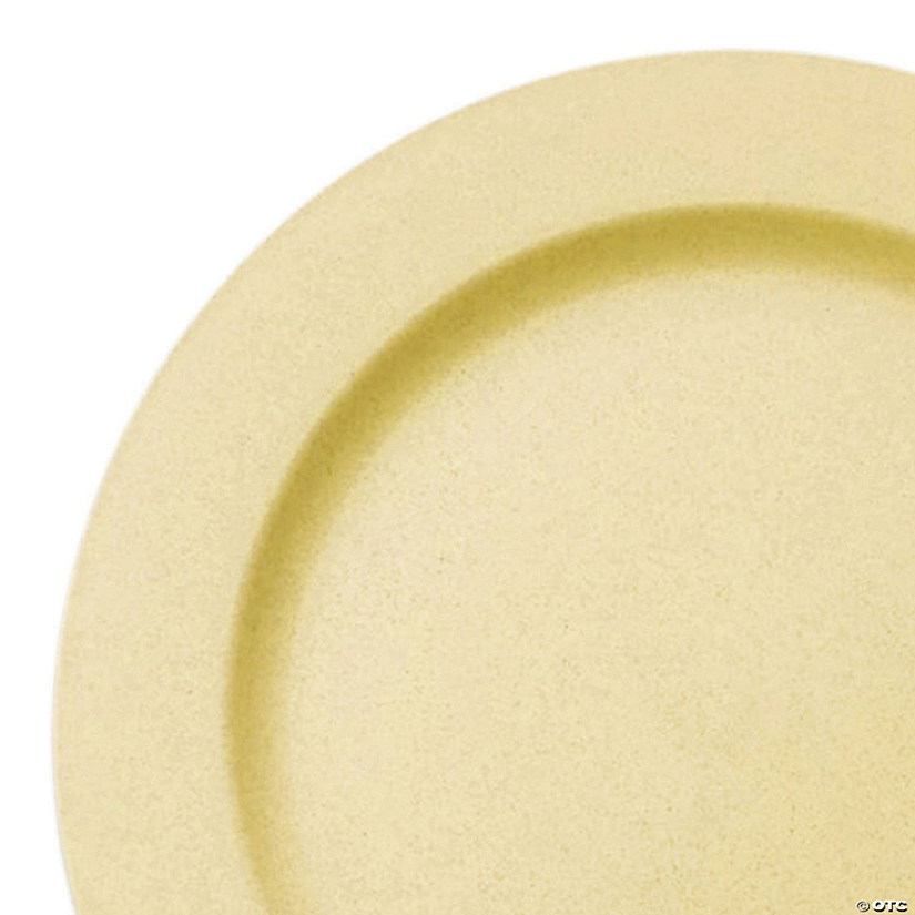 10" Matte Bright Yellow Round Disposable Plastic Dinner Plates (120 Plates) Image
