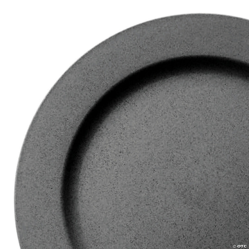 10" Matte Charcoal Gray Round Disposable Plastic Dinner Plates (120 Plates) Image