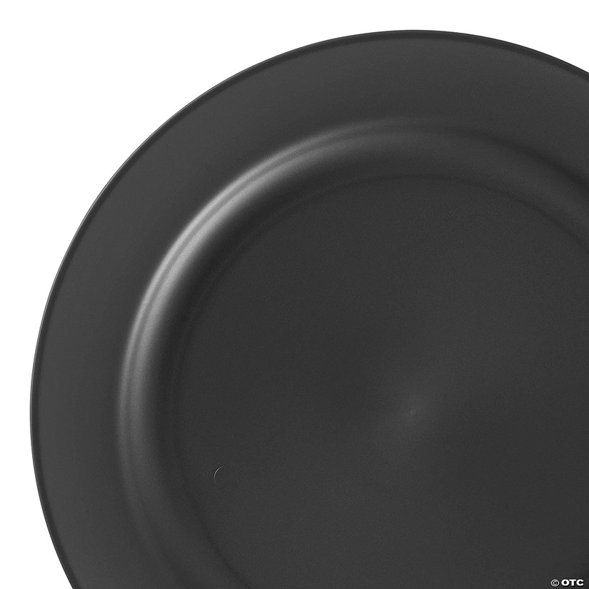10" Matte Charcoal Gray Round Disposable Plastic Dinner Plates (40 Plates) Image