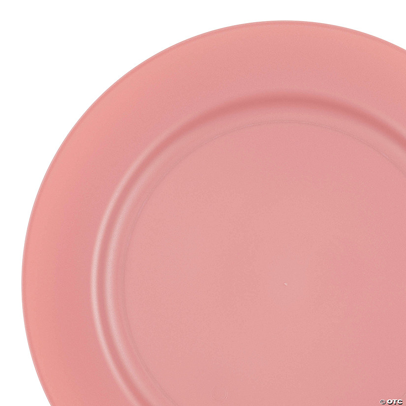 10" Matte Fuchsia Round Disposable Plastic Dinner Plates (40 Plates) Image