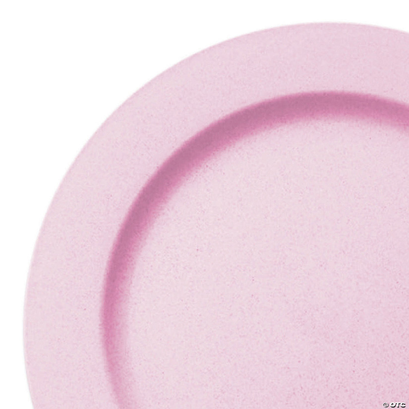 10" Matte Pink Round Disposable Plastic Dinner Plates (120 Plates) Image