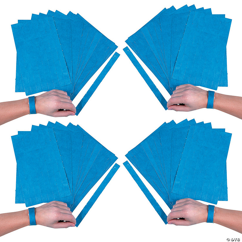 10" Mega Bulk 600 Pc. Blue Self-Adhesive Paper Wristband Tickets Image