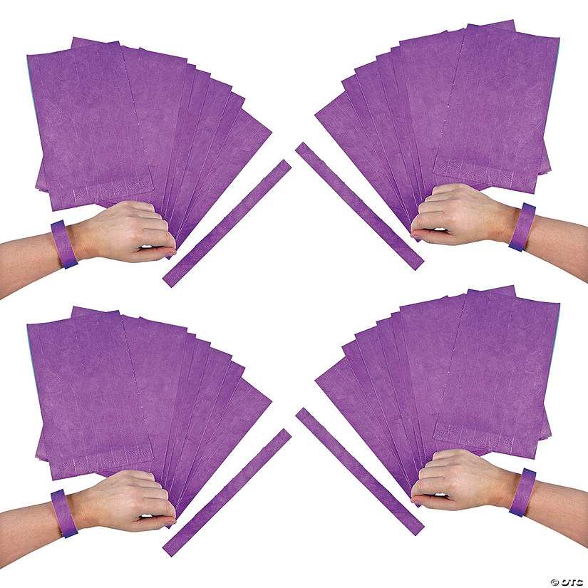 10" Mega Bulk 600 Pc. Purple Self-Adhesive Paper Wristband Tickets Image