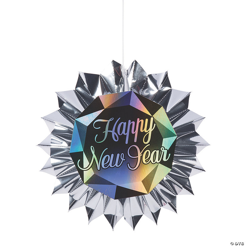 10" New Year&#8217;s Eve Diamond Hanging Paper Fans - 6 Pc. Image