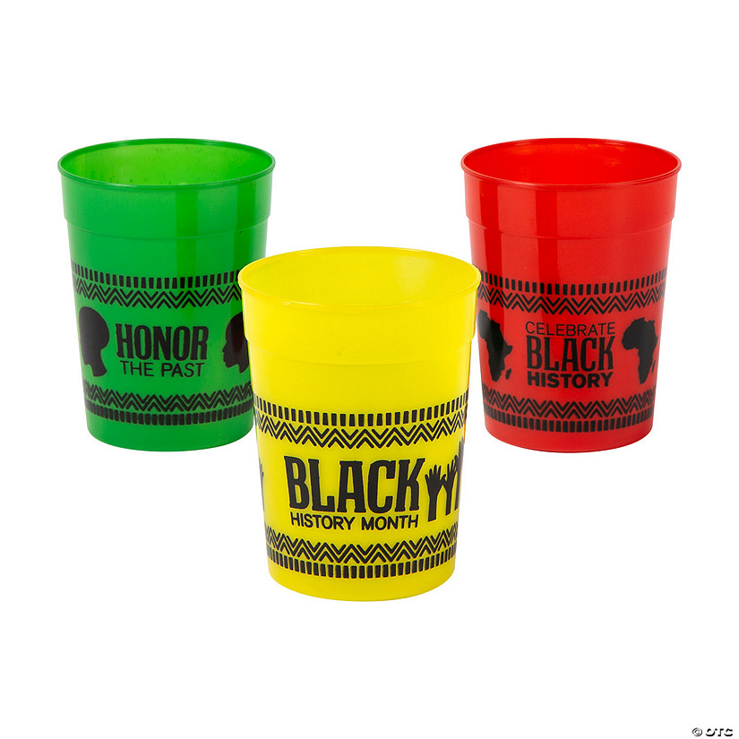10 oz. Black History Month Disposable BPA-Free Plastic Cups - 12 Ct. Image