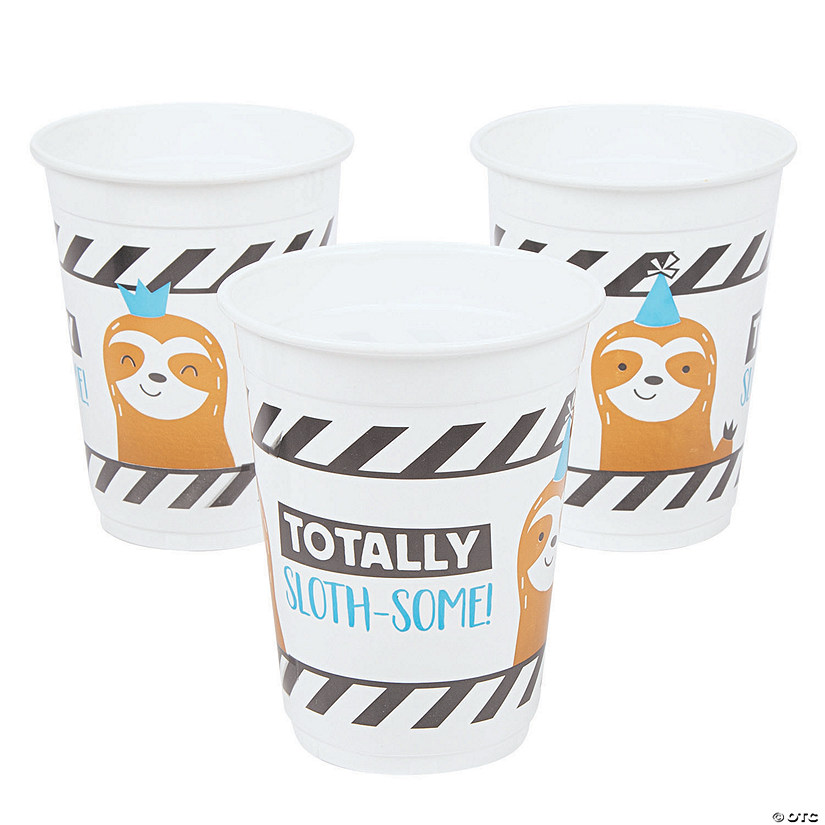 10 oz. Bulk 50 Ct. Party Animal Totally Sloth-Some Disposable Plastic Cups Image