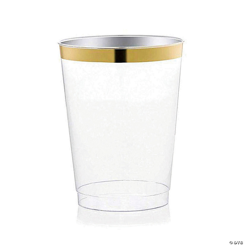 10 oz. Clear with Metallic Gold Rim Round Tumblers (126 Cups) Image