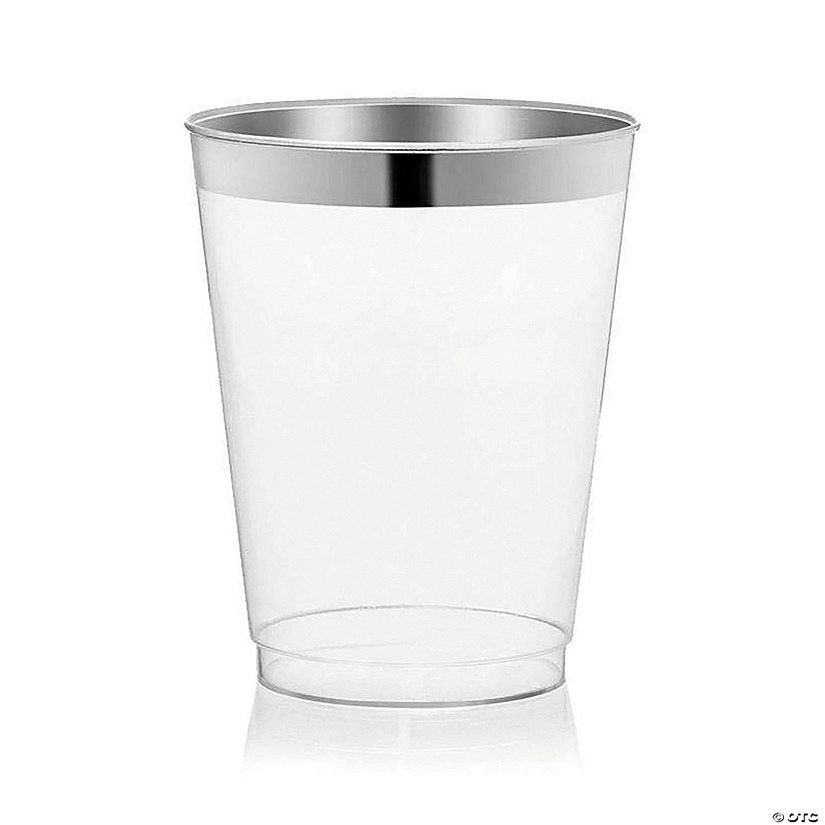 10 oz. Clear with Metallic Silver Rim Round Tumblers (126 Cups) Image