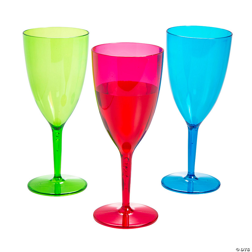 10 oz. Colorful Reusable Plastic Wine Glasses - 12 Ct. Image