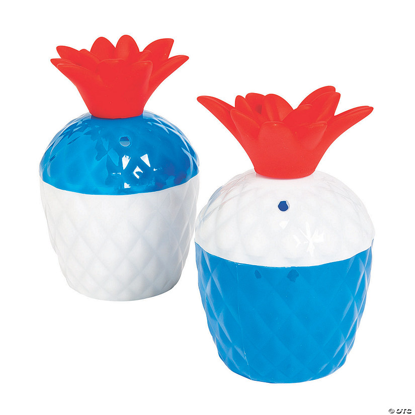 10 oz. Patriotic Pineapple Reusable Plastic Cups with Lids - 12 Ct. Image