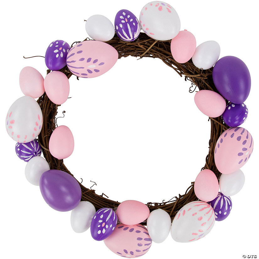 10" Pastel Pink  Purple and White Easter Egg Spring Wreath Image