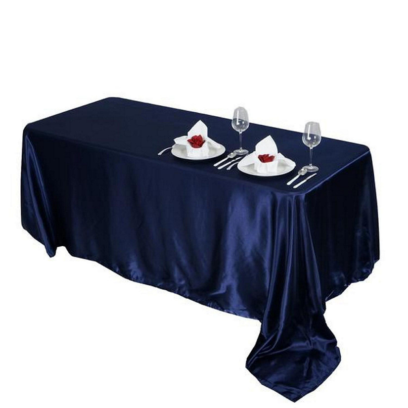 10 Pcs 90X156" Satin Rectangular Tablecloths Wedding Catering Dining Decorations Image