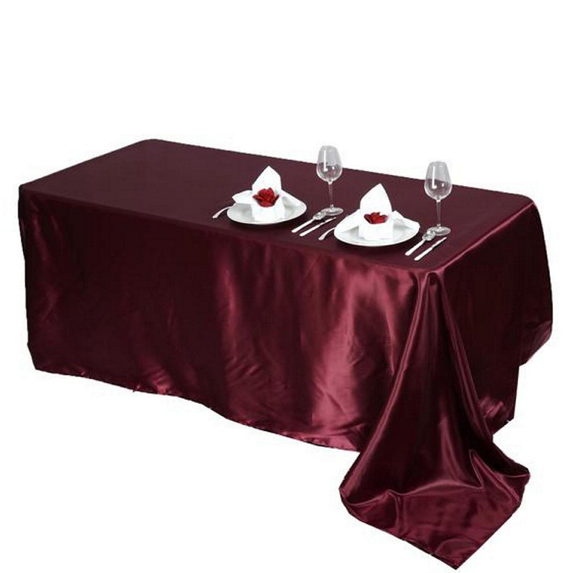 10 Pcs 90X156" Satin Rectangular Tablecloths Wedding Catering Dining Decorations Image