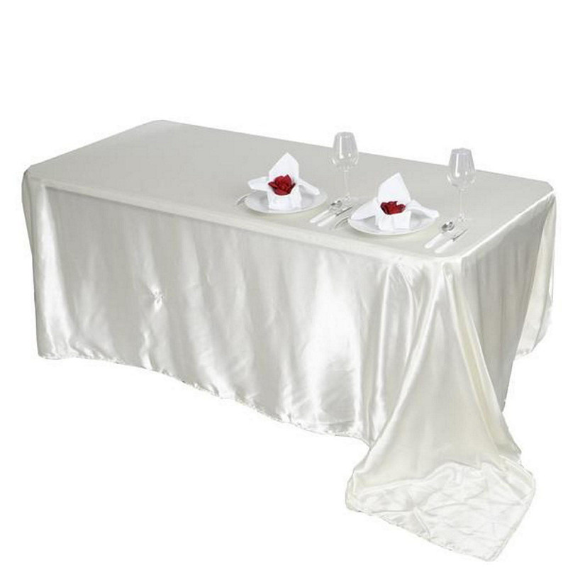 10 Pcs 90X156" Satin Rectangular Tablecloths Wedding Catering Dining Decorations Image