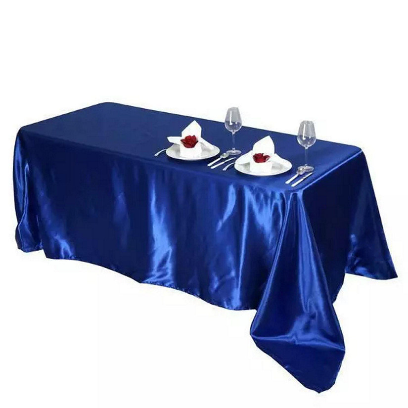 10 Pcs 90X156" Satin Rectangular Tablecloths Wedding Catering Dining Decorations Image
