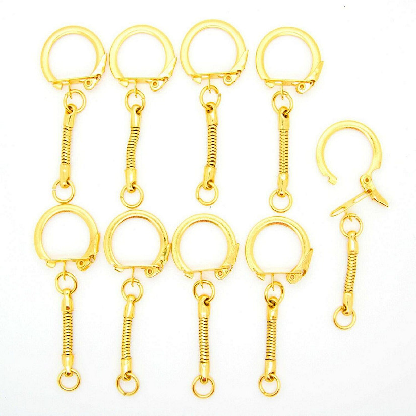 10 Pcs Gold Snake Chain Key Chains with Snap End &amp; Jump Ring Image