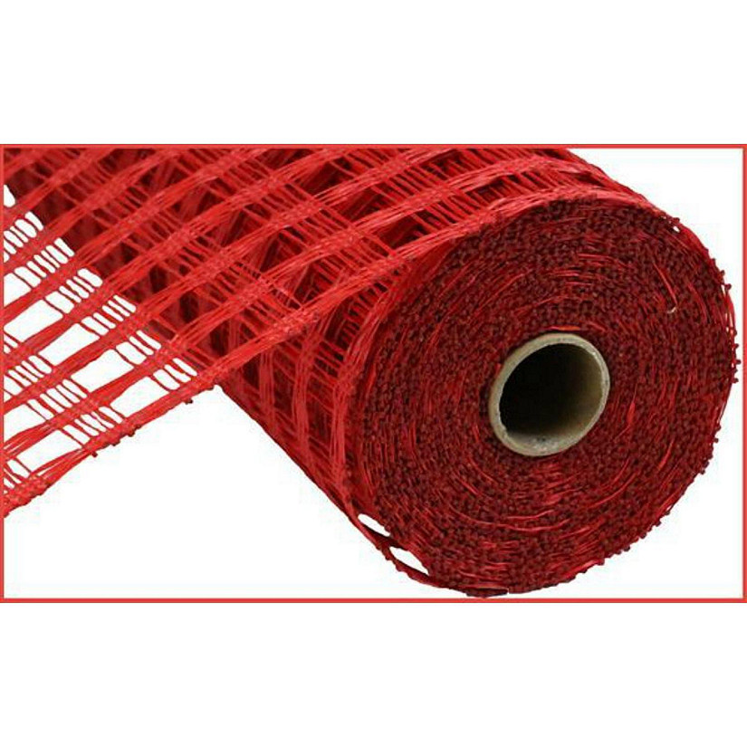 10" Poly Burlap Check Mesh Ribbon: Red Image