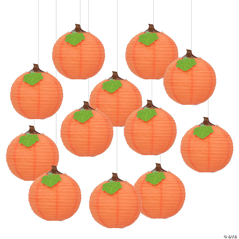 10" Pumpkin Hanging Paper Lantern Decorations - 12 Pc. Image