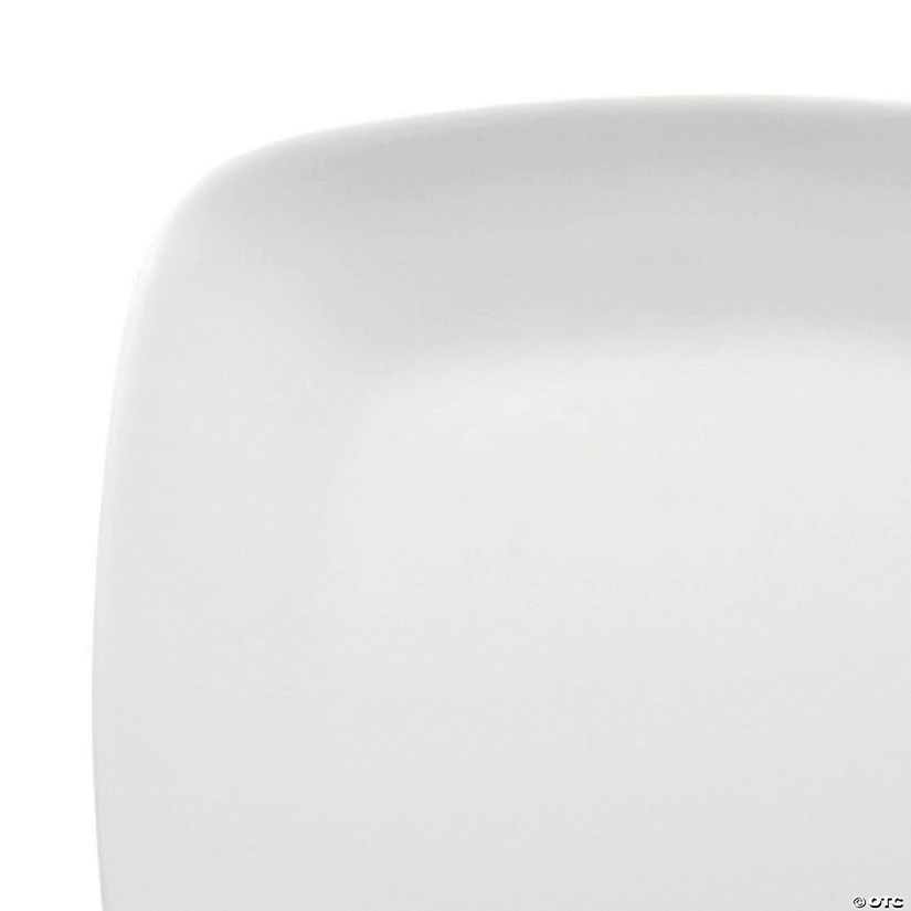10" Solid White Flat Rounded Square Disposable Plastic Dinner Plates (120 Plates) Image