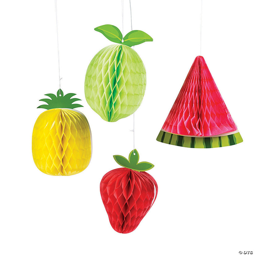 10" Tutti Frutti Fruit Honeycomb Ceiling Decorations - 4 Pc. Image
