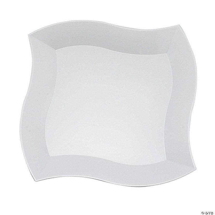 10" White Wave Plastic Dinner Plates (40 Plates) Image