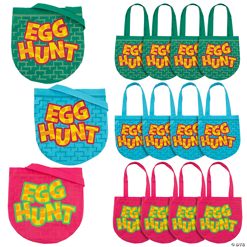 10" x 10" Medium Easter Hunt Nonwoven Tote Bags - 12 Pc. Image