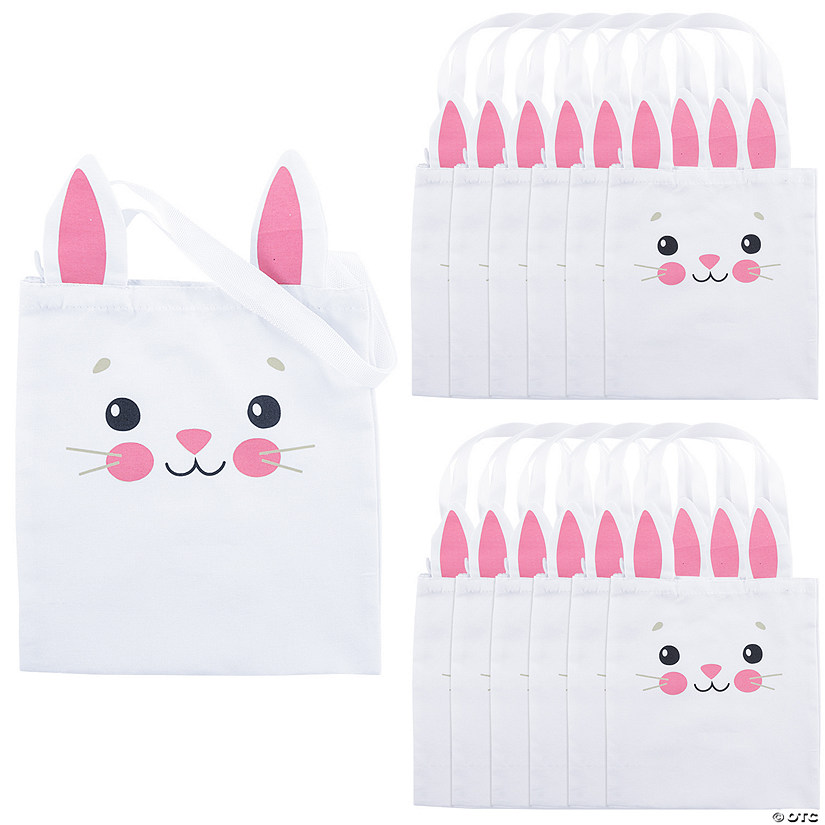 10" x 11" Medium Easter Bunny Canvas Tote Bags - 12 Pc. Image