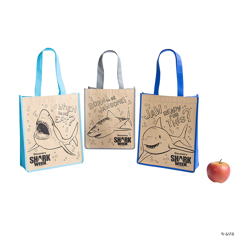 10" x 12" Color Your Own Discovery Shark Week&#8482; Medium Tote Bags &#8211; 12 Pc.  Image