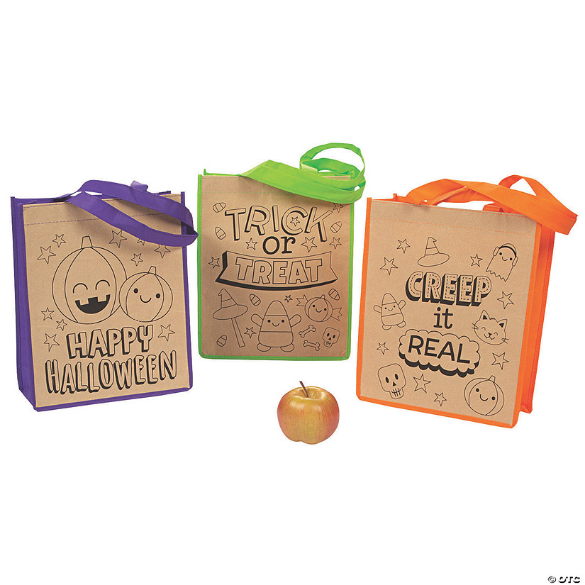 10" x 12" Color Your Own Large Halloween Nonwoven Tote Bags - 12 Pc. Image