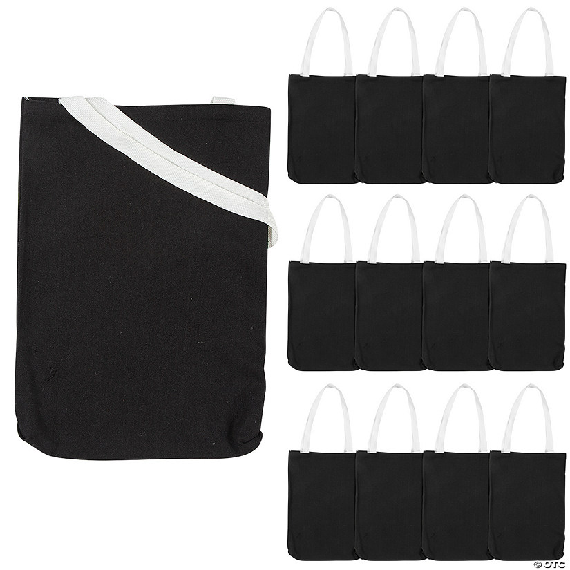 10" x 12" Medium Black Canvas Tote Bags - 12 Pc. Image