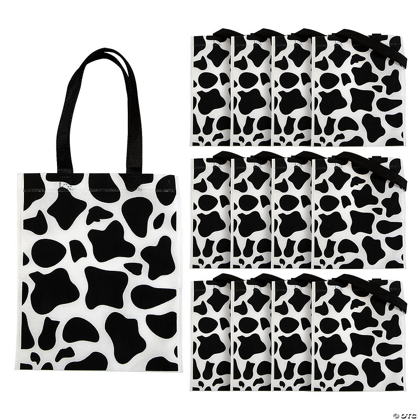 10" x 12" Medium Cow Print Nonwoven Tote Bags - 12 Pc. Image