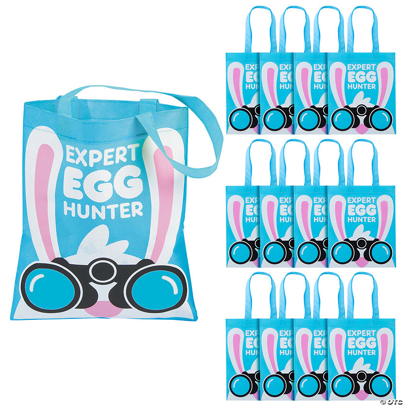 10" x 12" Medium Expert Easter Egg Hunter Nonwoven Tote Bags - 12 Pc. Image