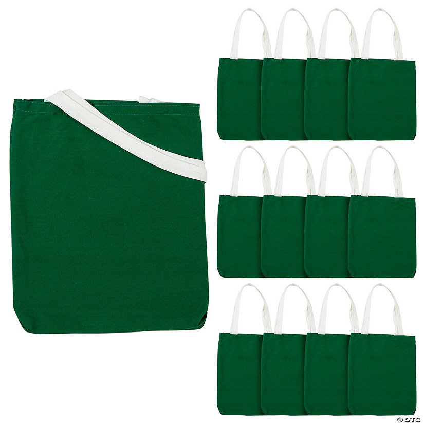 10" x 12" Medium Green Canvas Tote Bags - 12 Pc. Image