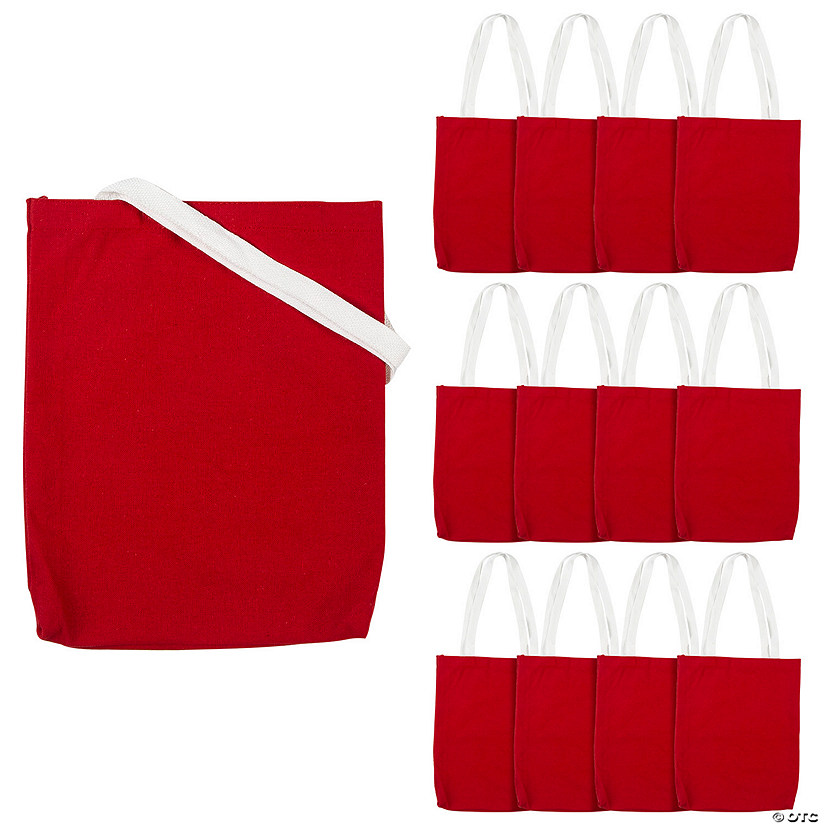 10" x 12" Medium Red Canvas Tote Bags - 12 Pc. Image
