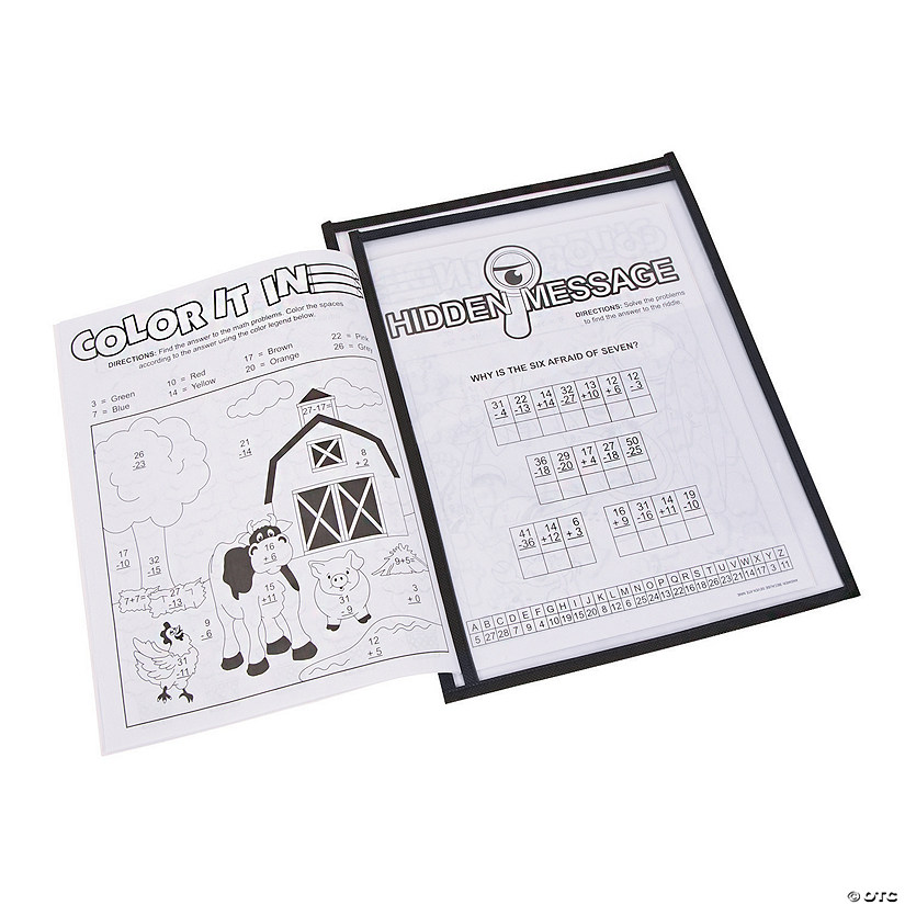10" x 13" Black SideLoading Plastic Dry Erase Pocket Sleeves 12 Pc