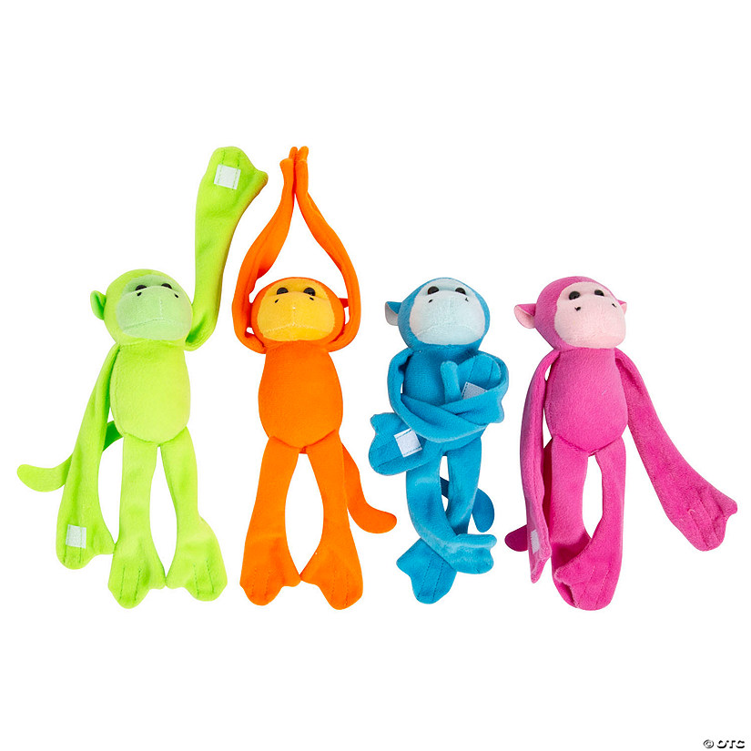 10" x 13" Bright Solid Color Long Arm Stuffed Monkeys - 12 Pc. Image