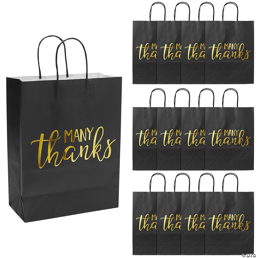 Black Thank You Gift Bags with Handles, Gold Foil (8 x 10 x 4 In, 24 Pack),  PACK - Kroger