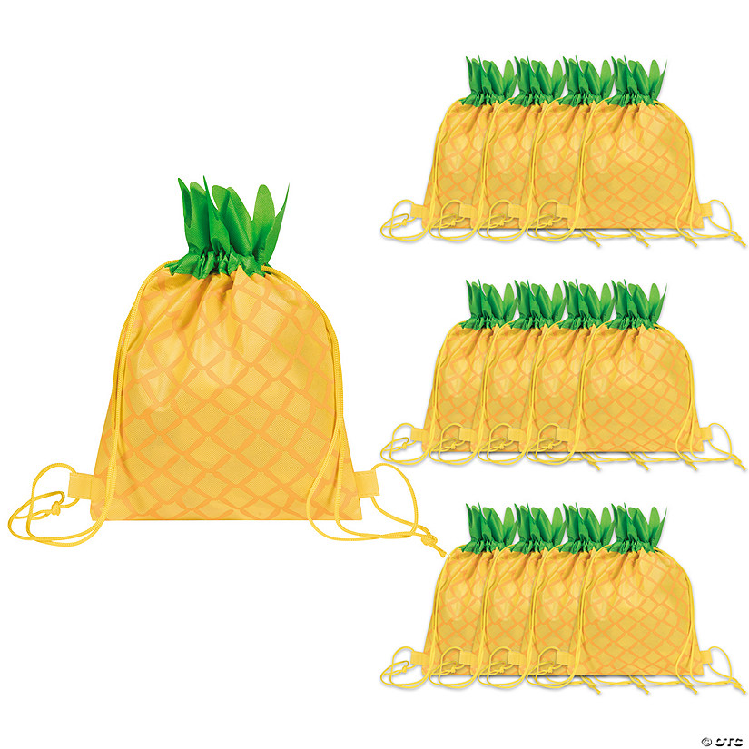 10" x 14" Medium Nonwoven Pineapple Drawstring Bags - 12 Pc. Image