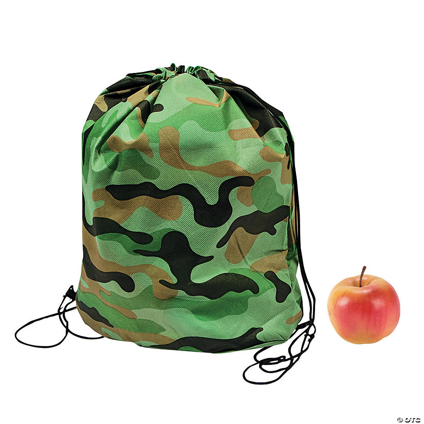 10" x 15" Green Camouflage Drawstring Bags - 12 Pc. Image