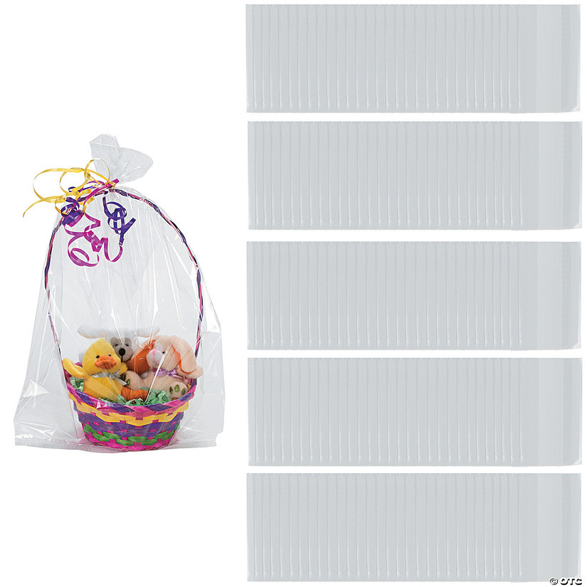 10" x 18" Bulk 150 Pc. Large Clear Cellophane Gift Basket Bags Image