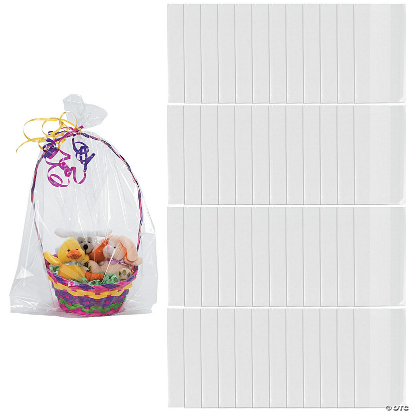 10" x 18" Bulk 50 Pc. Large Clear Cellophane Gift Basket Bags Image