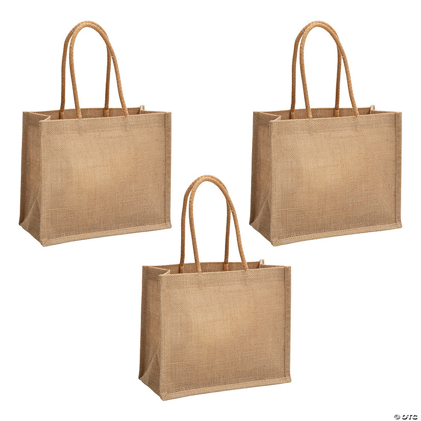10" x 2" x 12" Medium Plain Burlap Tote Bags - 6 Pc. Image