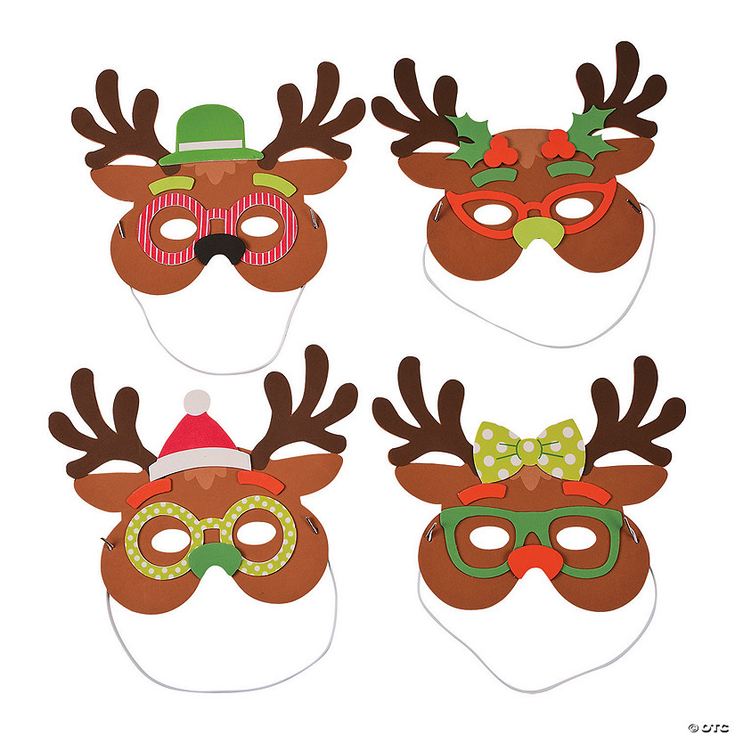 10" x 8 1/4" Silly Reindeer Mask Brown Foam Craft Kit - Makes 12 Image