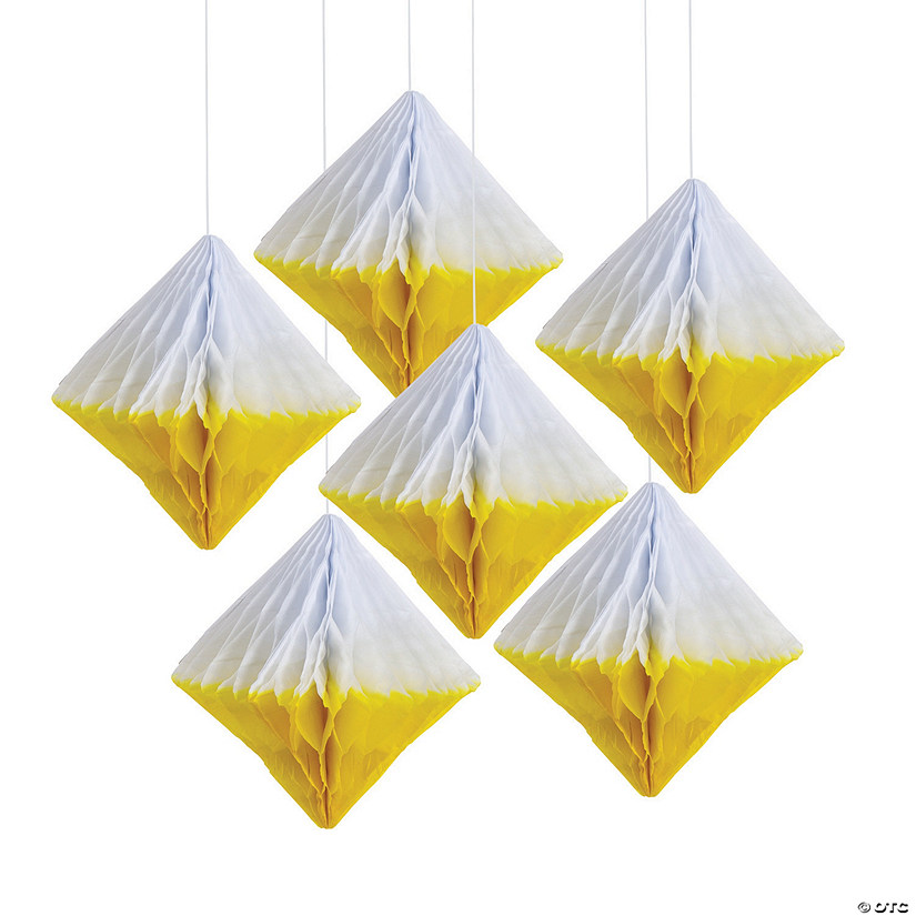10" Yellow Diamond Honeycomb Ceiling Decorations  - 6 Pc. Image