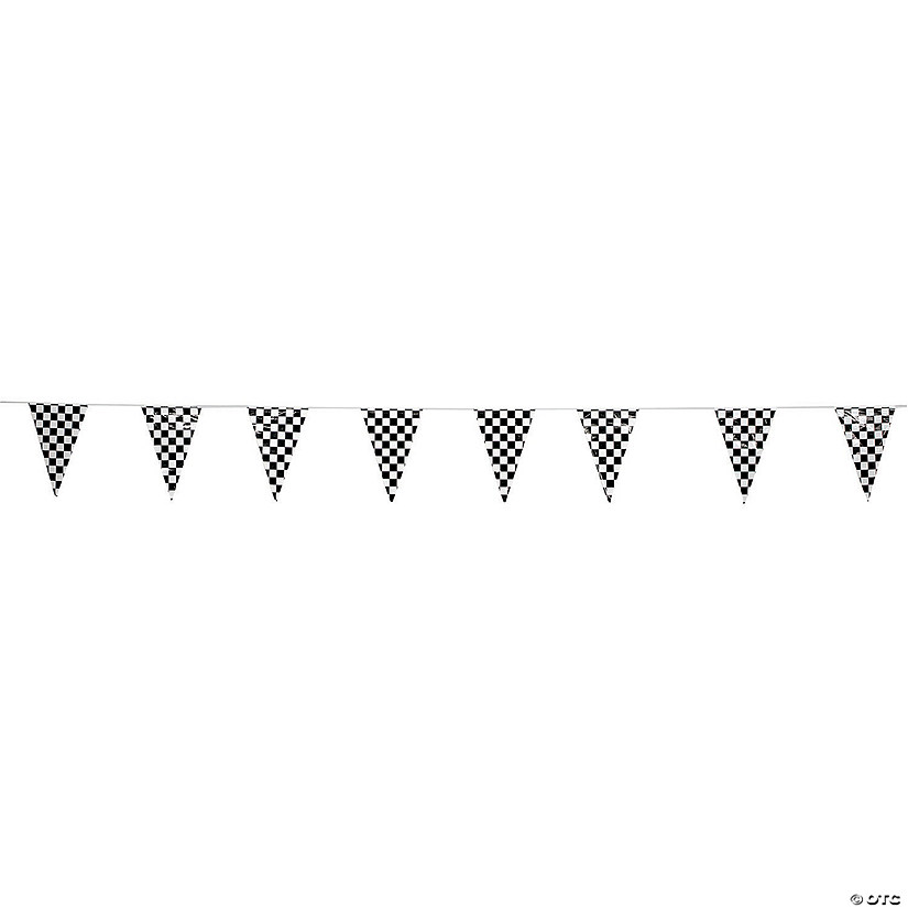 100 Ft. Black & White Checkered Plastic Racing Pennant Banner Image